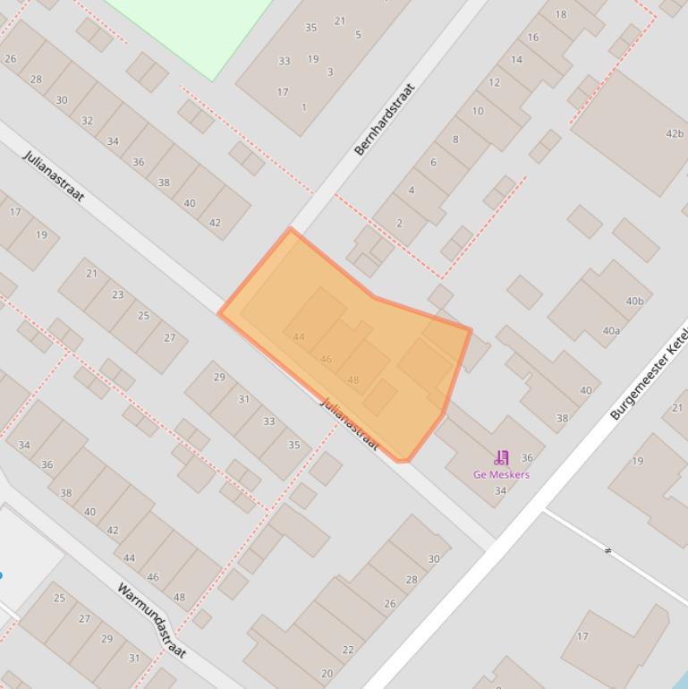 Kaart van postcodegebied 2361TE.