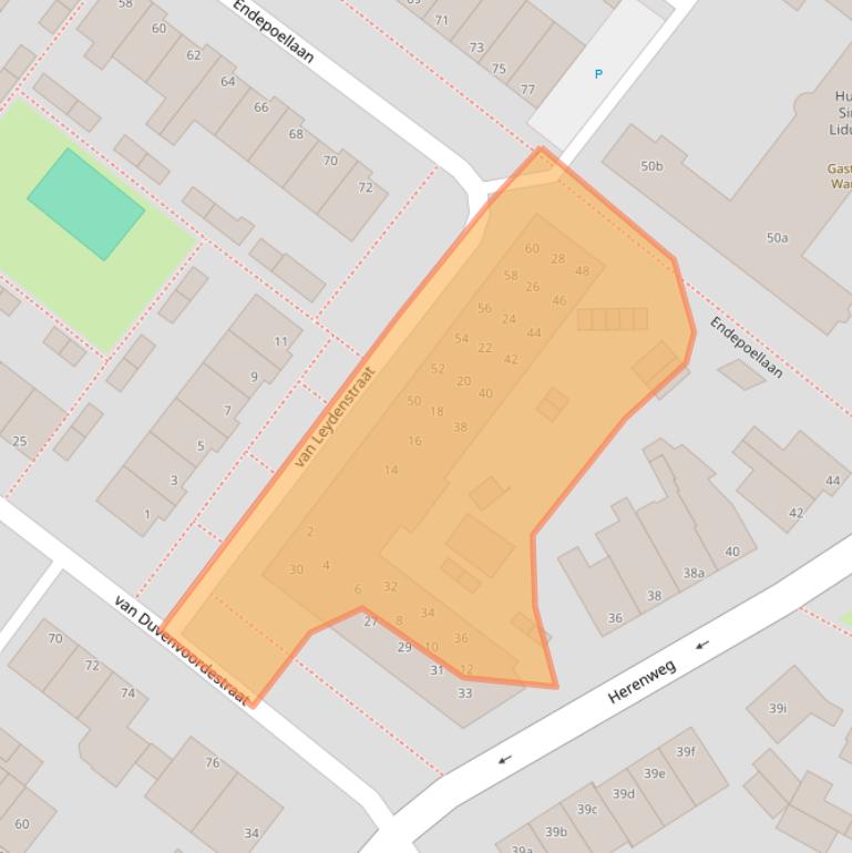 Kaart van postcodegebied 2361VJ.