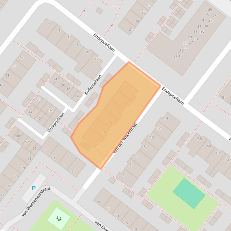 Kaart van postcodegebied 2361VK.