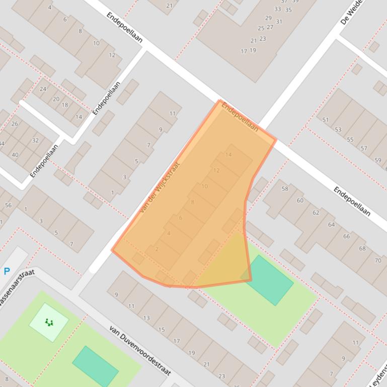 Kaart van postcodegebied 2361VL.