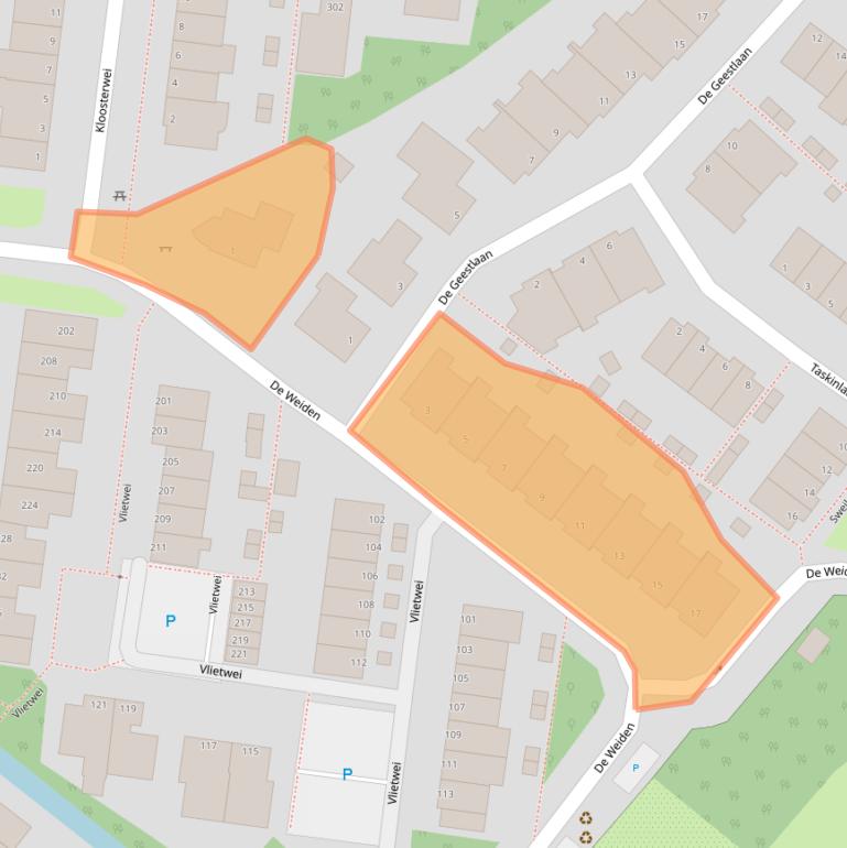 Kaart van postcodegebied 2361VX.