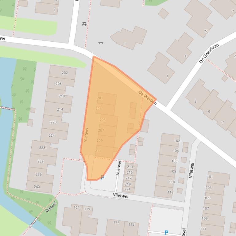 Kaart van postcodegebied 2361XB.