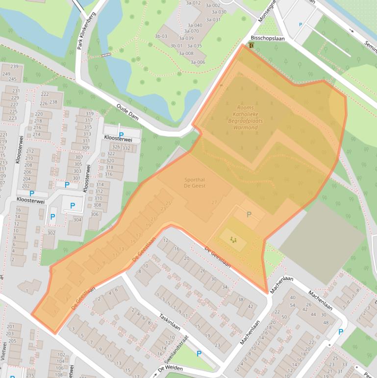 Kaart van postcodegebied 2361XW.