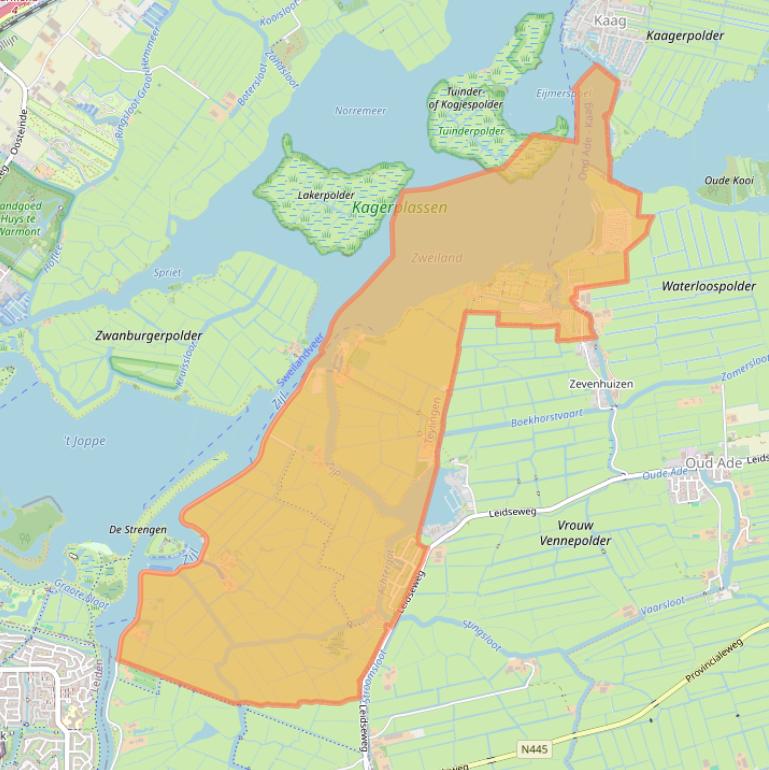 Kaart van postcodegebied 2362.