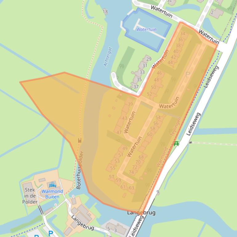 Kaart van postcodegebied 2362XD.