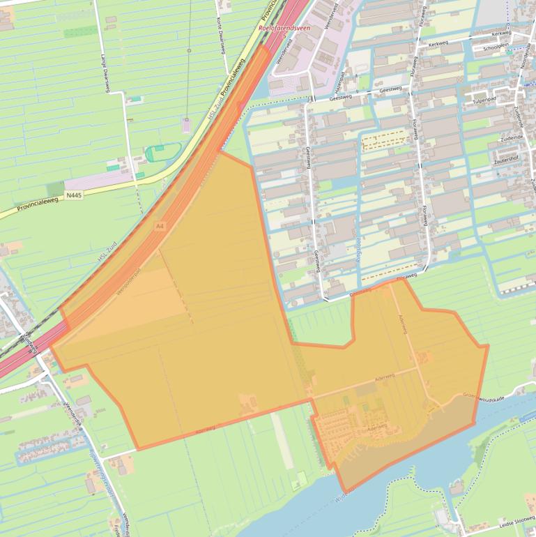 Kaart van postcodegebied 2371AH.