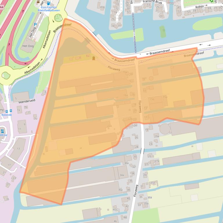 Kaart van postcodegebied 2371AJ.