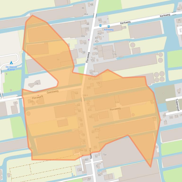 Kaart van postcodegebied 2371AM.