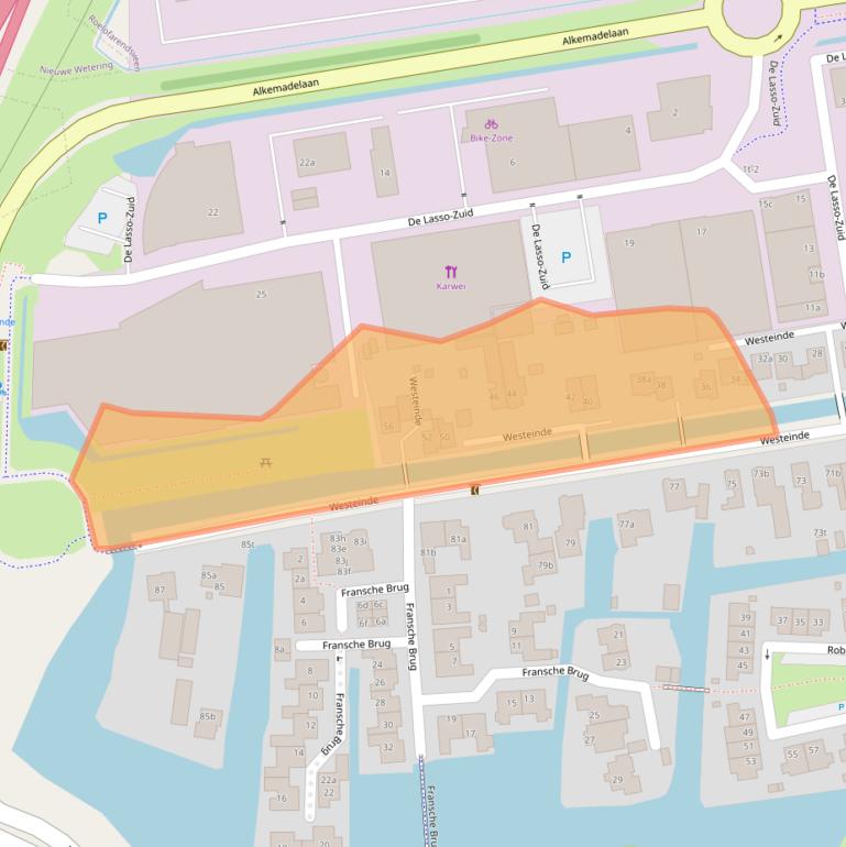 Kaart van postcodegebied 2371BD.