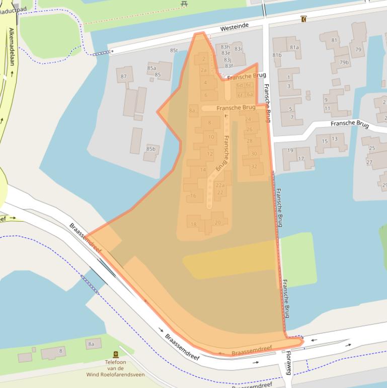 Kaart van postcodegebied 2371BE.