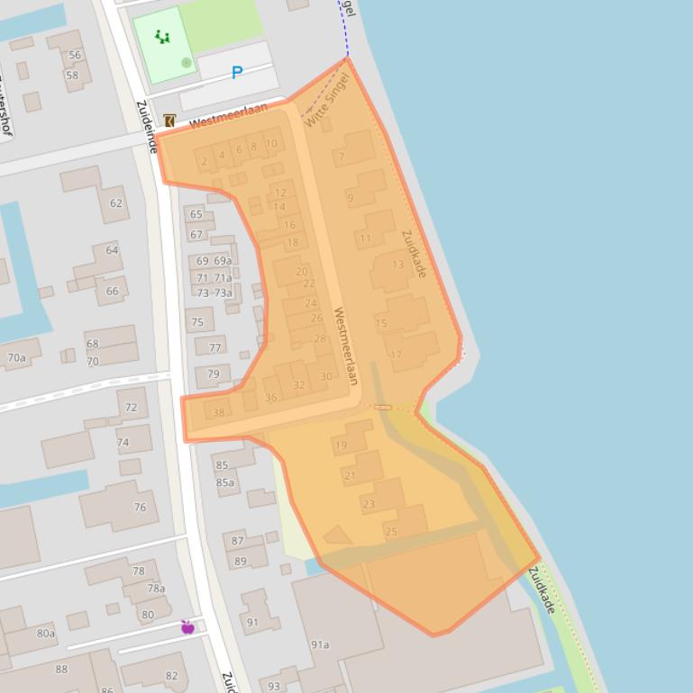 Kaart van postcodegebied 2371CD.