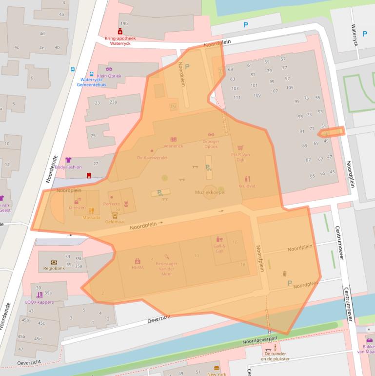 Kaart van postcodegebied 2371DA.