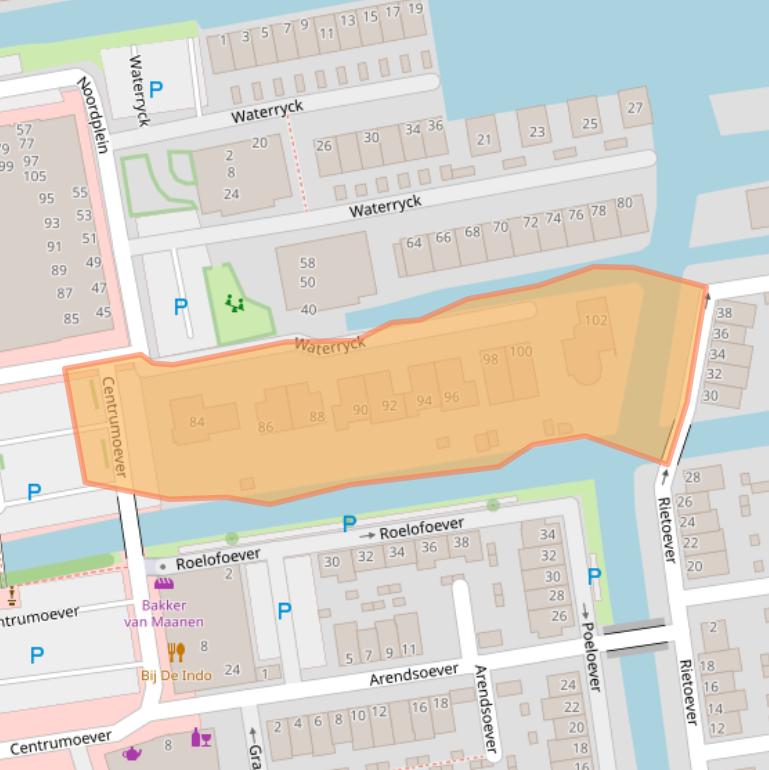 Kaart van postcodegebied 2371DH.