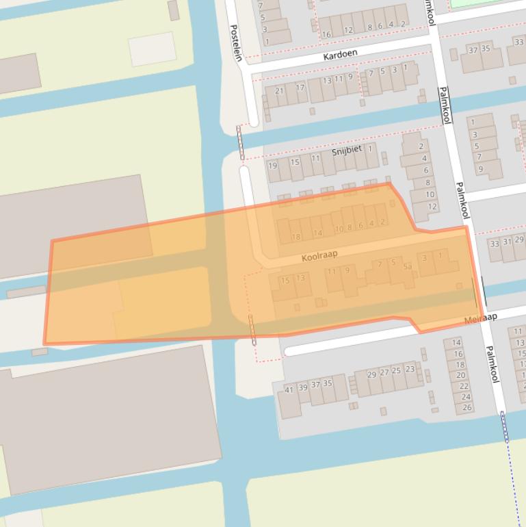 Kaart van postcodegebied 2371DP.