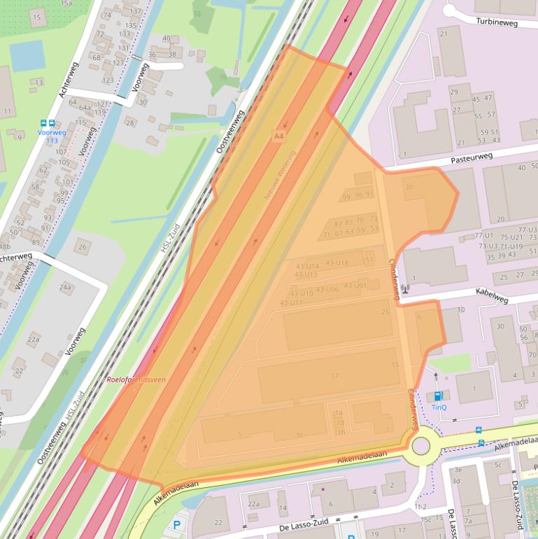 Kaart van postcodegebied 2371DZ.