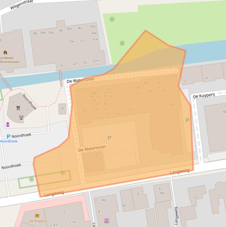 Kaart van postcodegebied 2371EE.