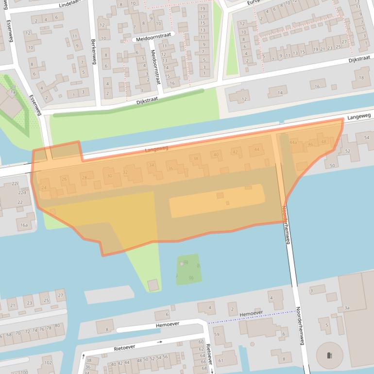 Kaart van postcodegebied 2371EH.