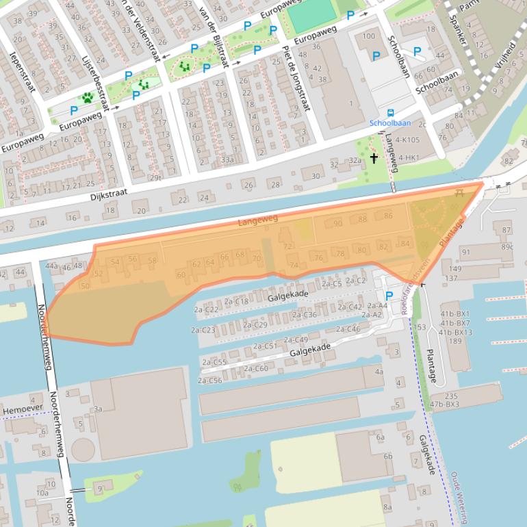 Kaart van postcodegebied 2371EJ.