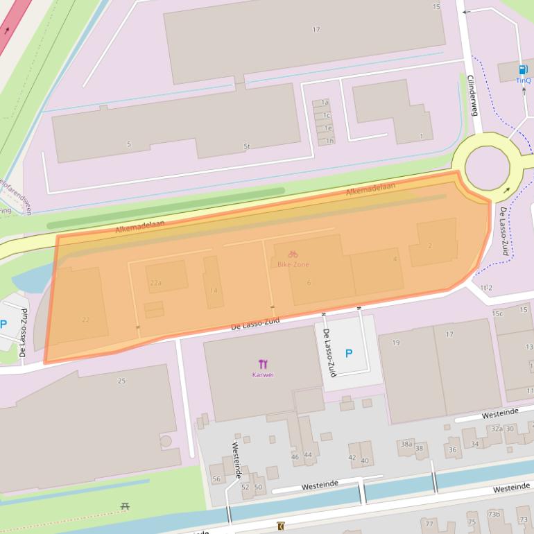 Kaart van postcodegebied 2371EW.