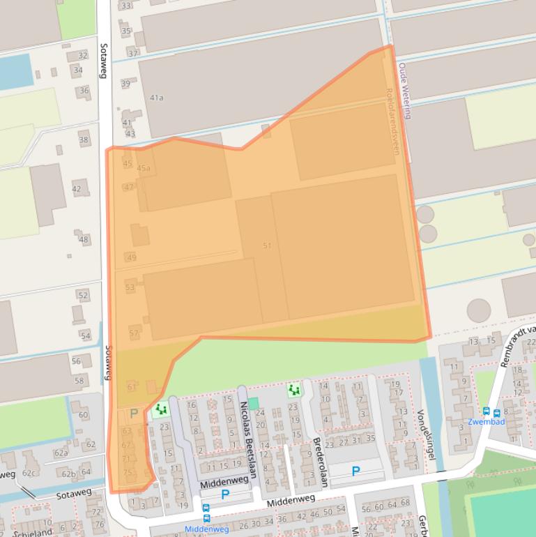 Kaart van postcodegebied 2371GB.