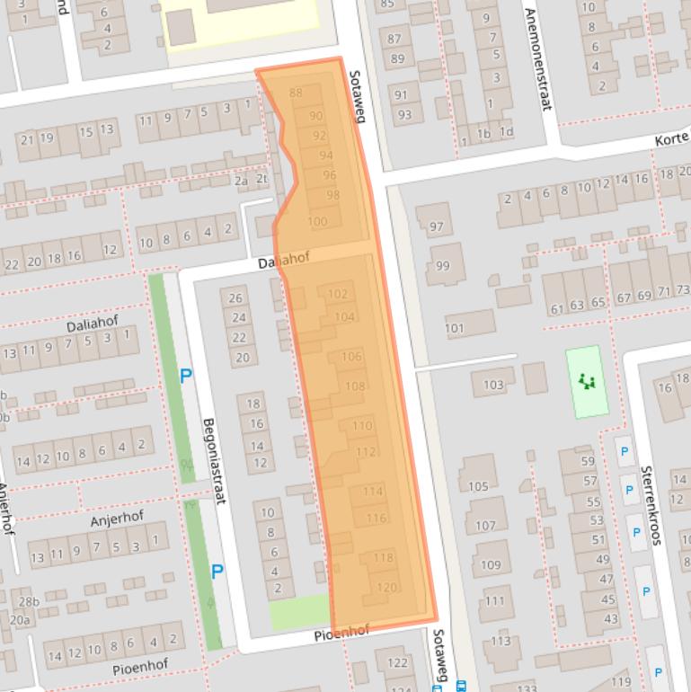 Kaart van postcodegebied 2371GG.