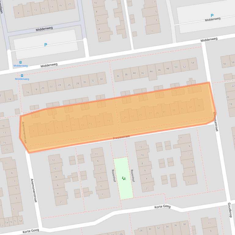 Kaart van postcodegebied 2371GL.