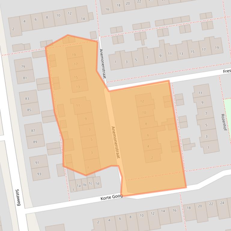 Kaart van postcodegebied 2371GM.