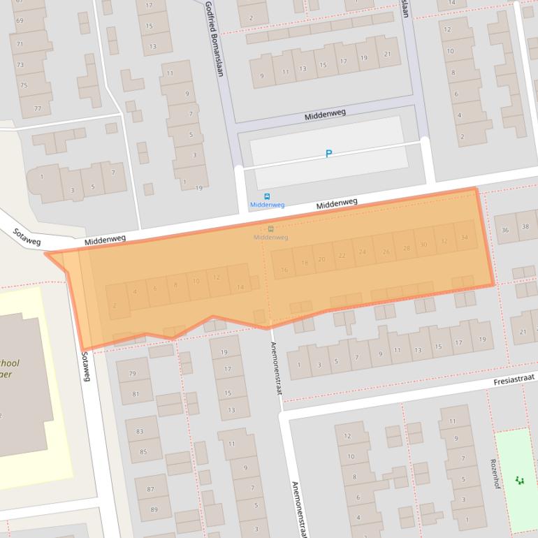 Kaart van postcodegebied 2371GR.