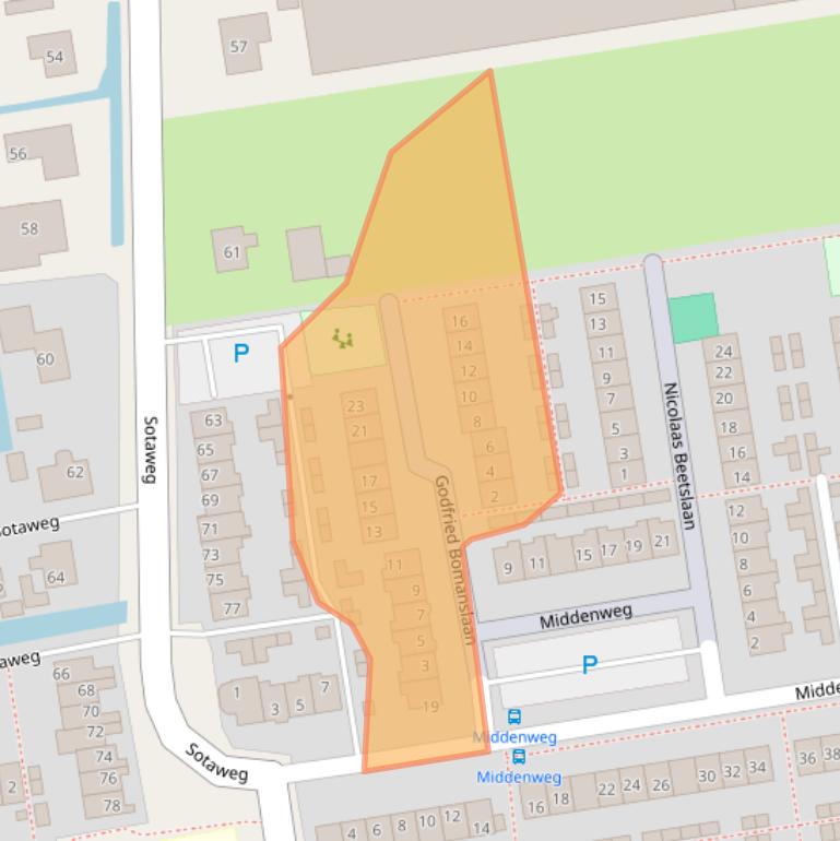 Kaart van postcodegebied 2371HE.