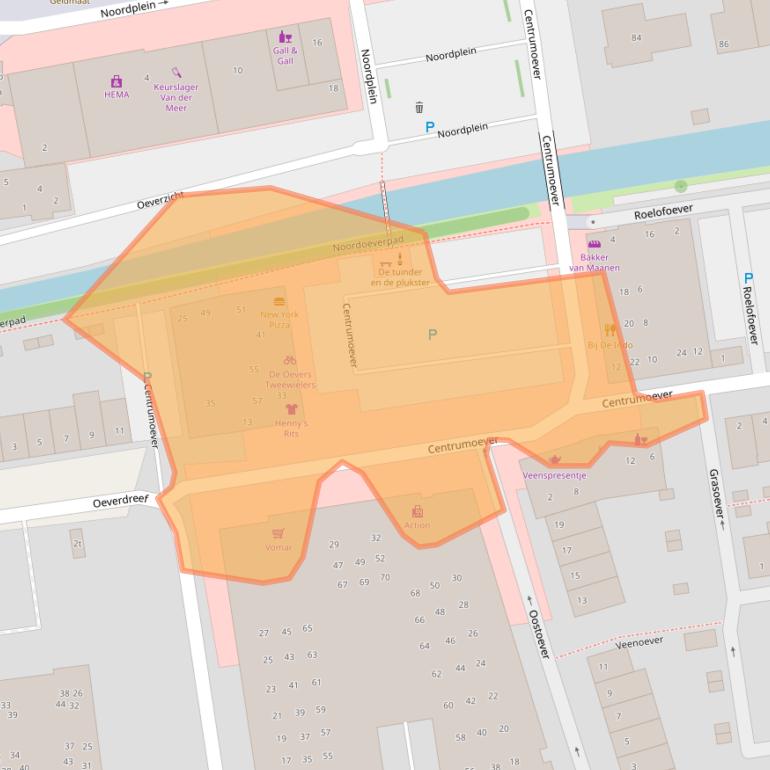 Kaart van postcodegebied 2371JC.