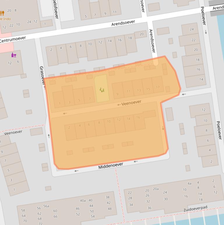 Kaart van postcodegebied 2371JE.