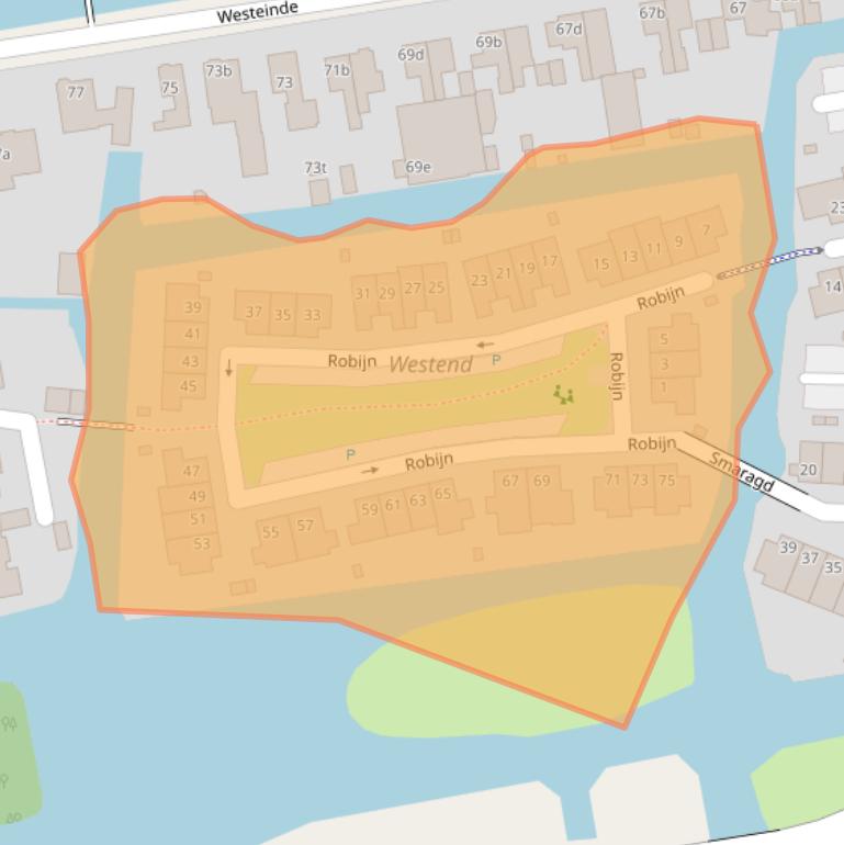 Kaart van postcodegebied 2371LC.