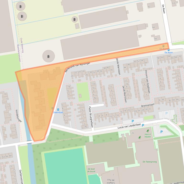 Kaart van postcodegebied 2371RA.