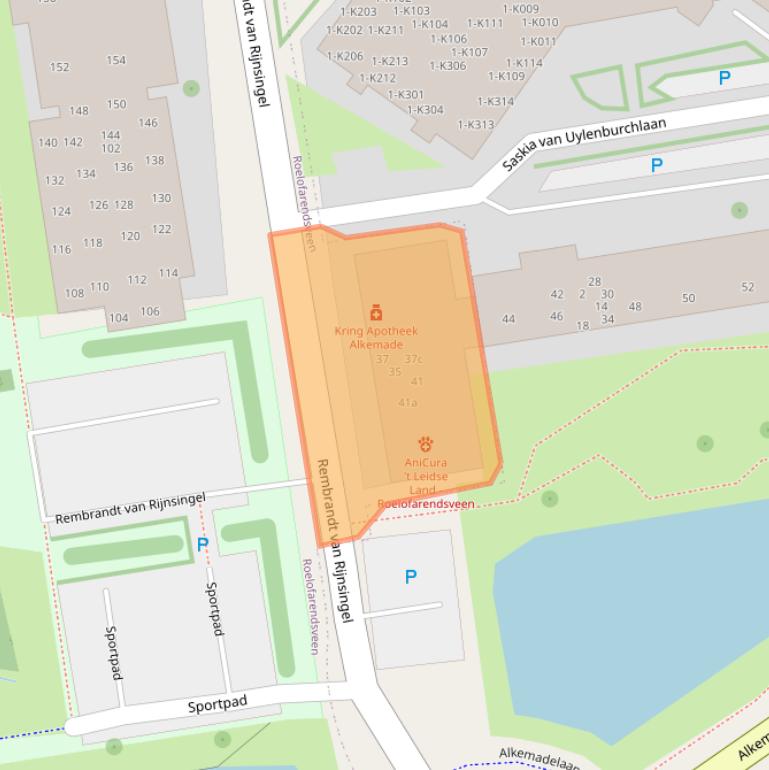 Kaart van postcodegebied 2371RB.