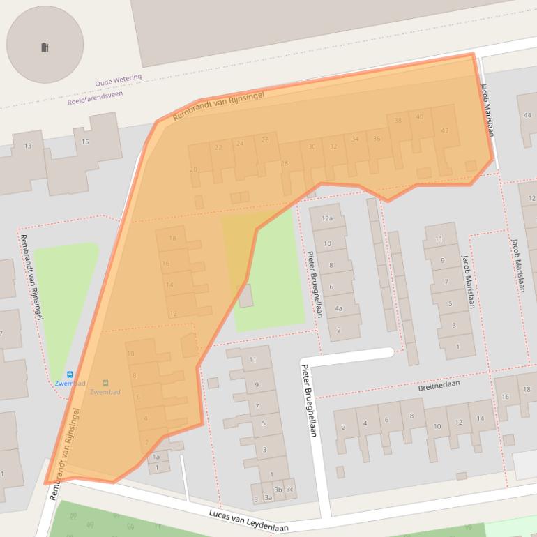 Kaart van postcodegebied 2371RC.