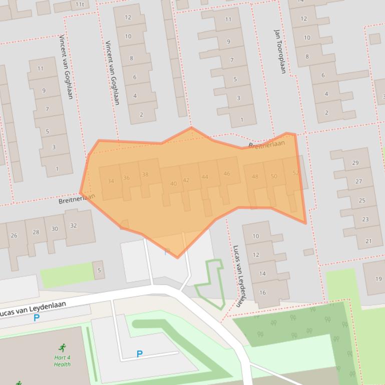 Kaart van postcodegebied 2371RN.