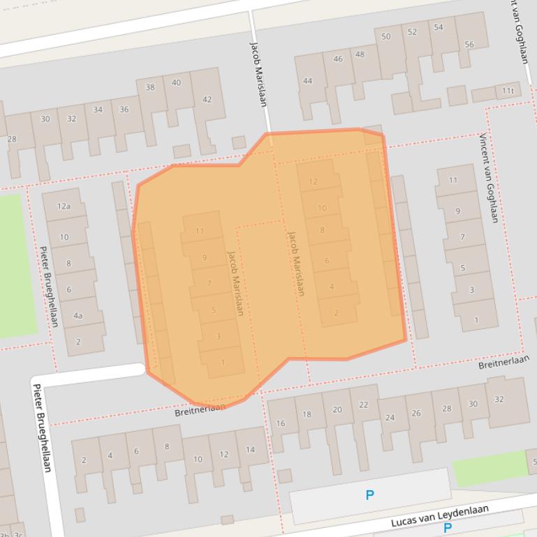 Kaart van postcodegebied 2371RT.