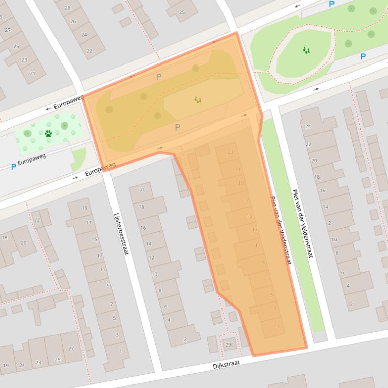 Kaart van postcodegebied 2371TA.