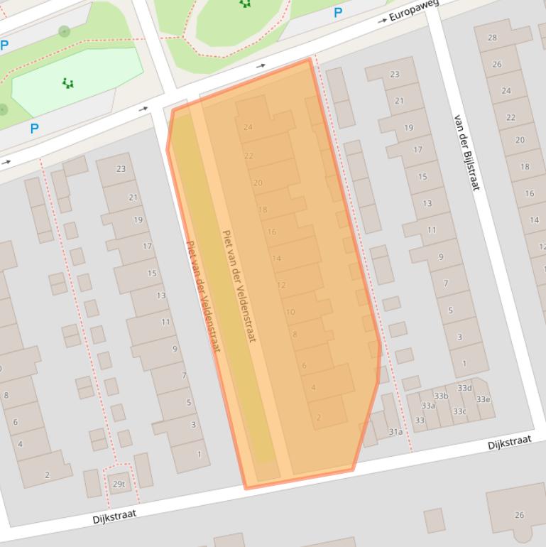 Kaart van postcodegebied 2371TC.