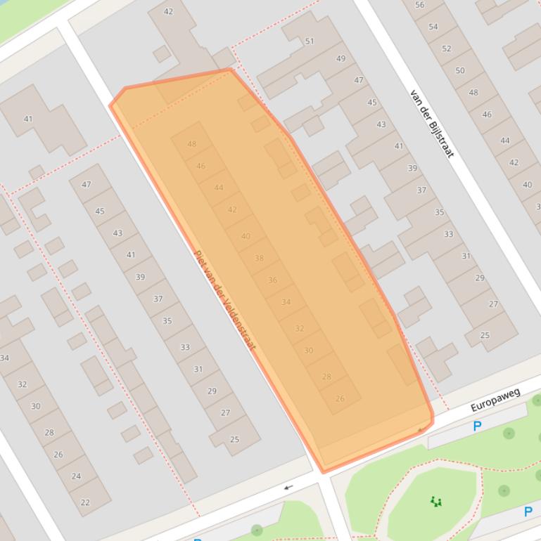 Kaart van postcodegebied 2371TD.