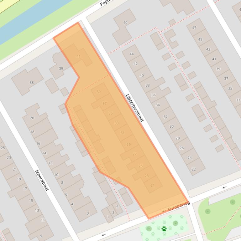 Kaart van postcodegebied 2371TG.