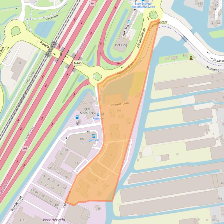 Kaart van postcodegebied 2371TS.