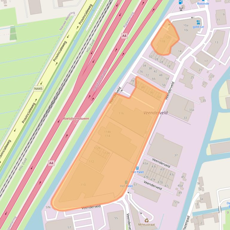 Kaart van postcodegebied 2371TX.