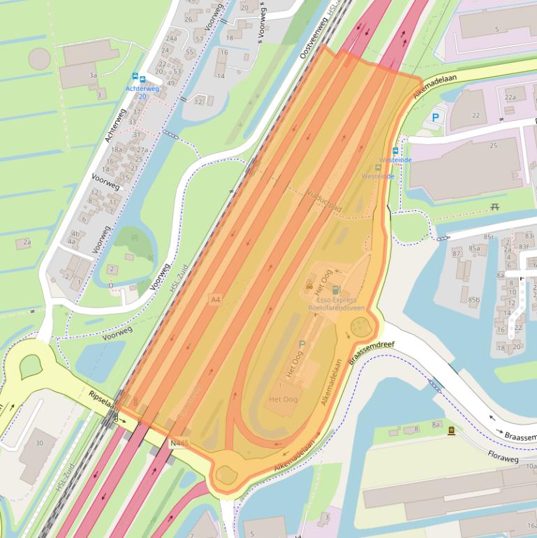 Kaart van postcodegebied 2371TZ.