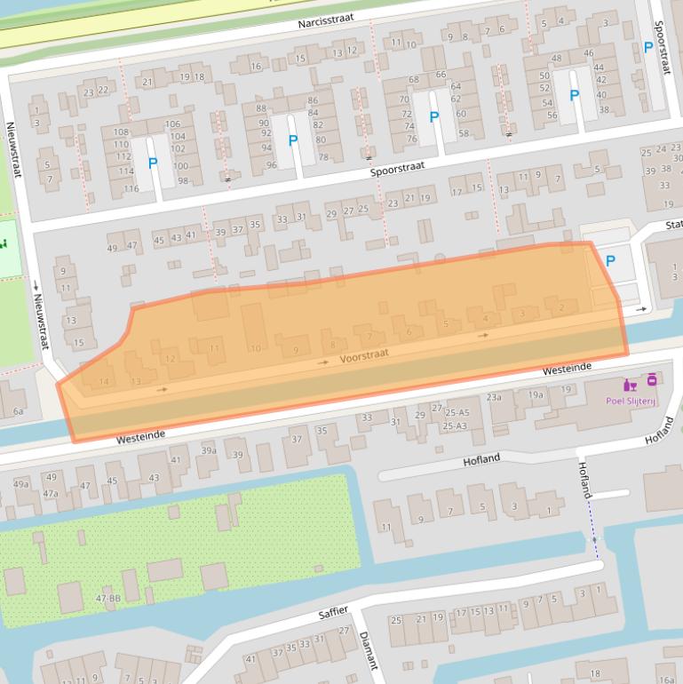 Kaart van postcodegebied 2371XA.