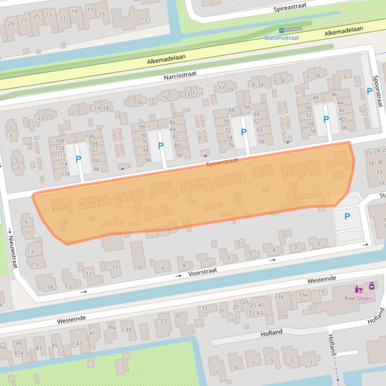 Kaart van postcodegebied 2371XB.