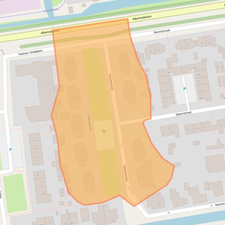 Kaart van postcodegebied 2371XE.