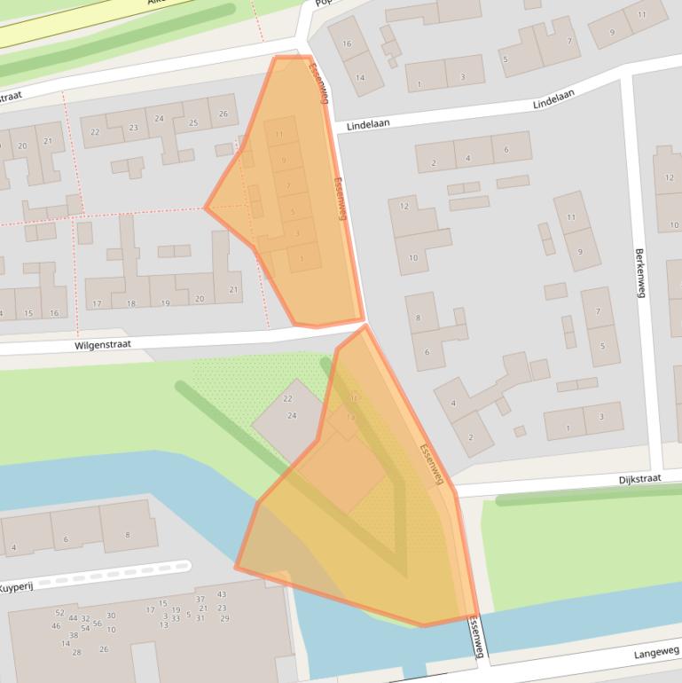 Kaart van postcodegebied 2371XK.