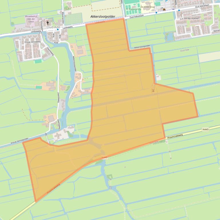 Kaart van postcodegebied 2374AB.