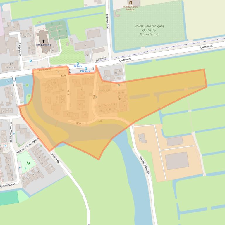 Kaart van postcodegebied 2374AE.